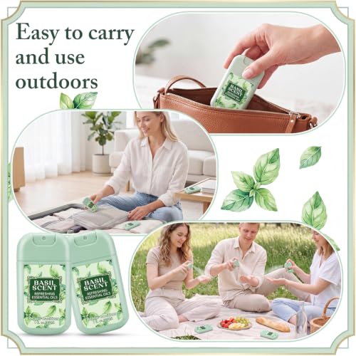 Image of 12 Pack Mist Hand Sanitizer Spray Keychain Cute Mini Hand Sanitizer Travel Size Bulk 1oz Scent Moisturizing Back to School Teacher Gift Classroom Variety Pack for Gym Purse Backpack(Green,Basil)