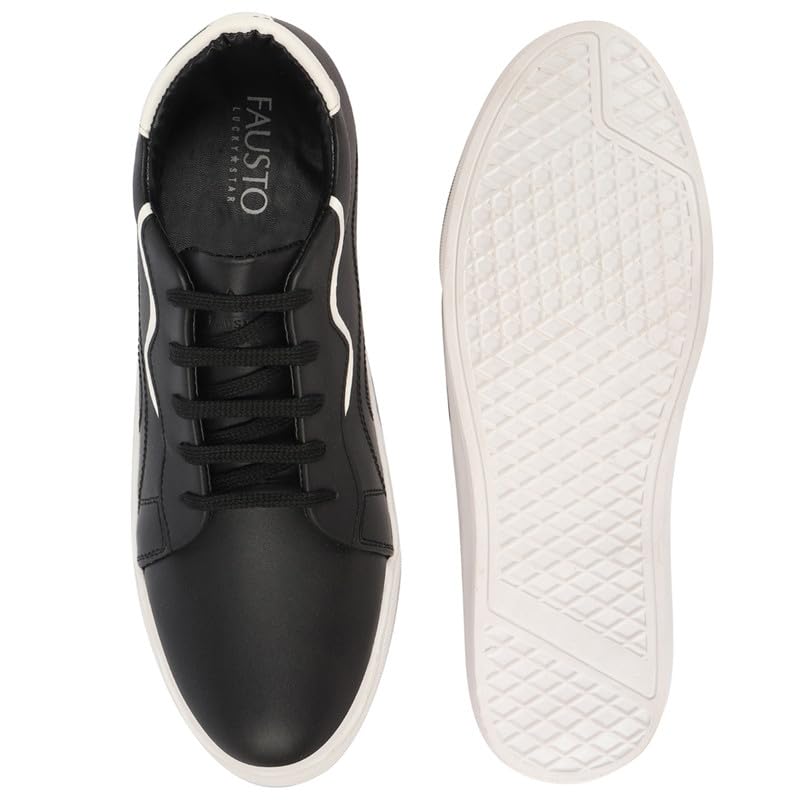 Image of FAUSTO Men's Classic Lace Up Elevated Look Sneaker Shoes with Contrast Sole|Low Ankle|Casual Shoe