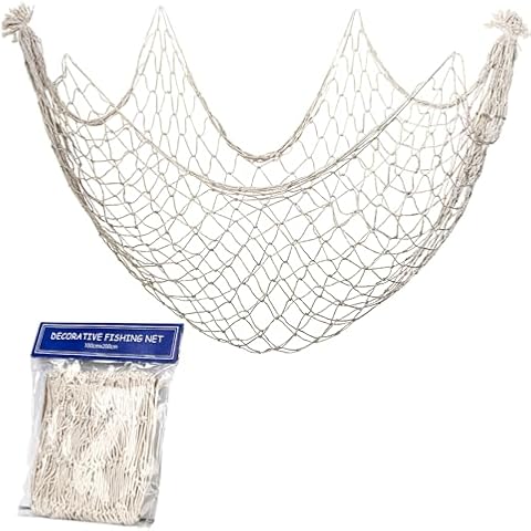 DingCo Fish Net Decorative, Natural Fish cotton Netting for Decoration, Pirate Party Decorations, Hawaiian Themed Party Decorations and Fish net Decoration Party Decor (79 x 39 inch, 1 Pack) Cover