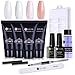 UR SUGAR 4Pcs Poly Quick Gel Nail Kit Enhancement Builder Nail Gel Extension Trial Kit Professional Technician French Kit-Including Brush Pen, Slip Solution, Dual Forms and Buffer File for Starter