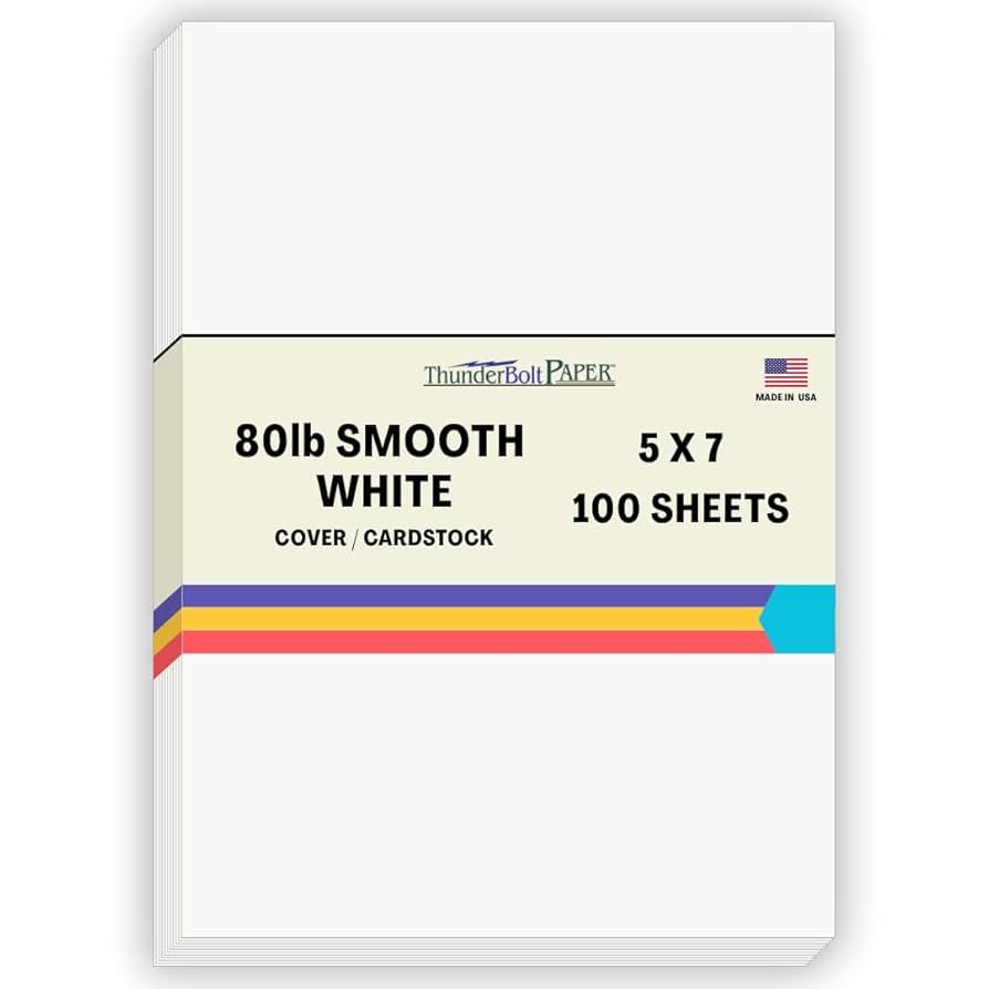Amazon.com : 100 Bright White Smooth Card Paper Sheets - 80