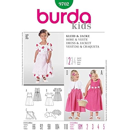 Patron De Couture Burda Enfant 9702 Robe Tablier Et Veste Pour Homme Age 18 M 5 Amazon Fr Cuisine Maison