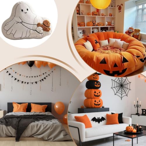 Cojín de peluche fantasma mullido para decoración de Halloween 5