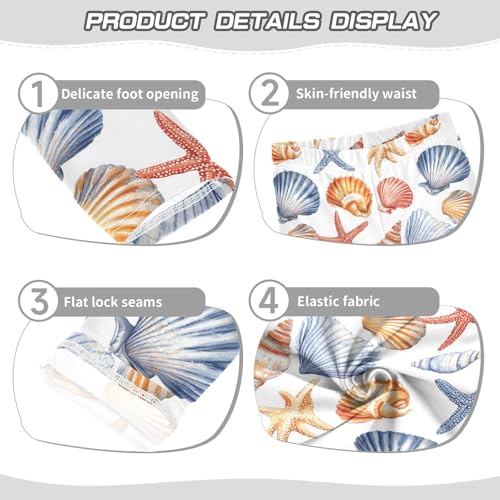 Girls Leggings Shells and Starfish Beach Soft Toddler Leggings for Girls Kids Pants Size 4T-10T3