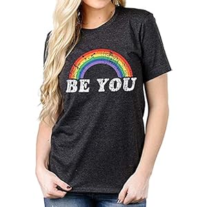 TOWNOWN-Gay-Pride-T-Shirt-Lesbian-Shirt-Retro-Rainbow-Pride-Shirt-Women-Short-Sleeve-Casual-T-Shirt-Tee Gay Pride T-Shirt Lesbian Shirt Retro Rainbow Pride Shirt Women Short Sleeve Casual T Shirt Tee (S,Gray 2)