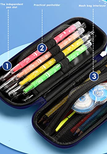 Image of 3D Astronaut Pencil Case for Kids Boys, Waterproof Pencil Box with Compartments Pen Pouch (Dark Blue)