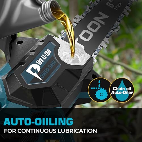 Mini tronçonneuse à piles auto-huileur pour couper le bois sans effort - 5