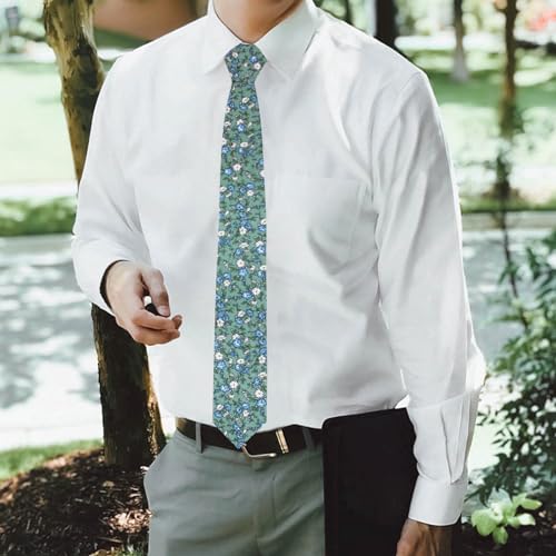 Image of Mantieqingway Men Skinny Tie Cotton Floral Necktie for Wedding Groomsmen Tie