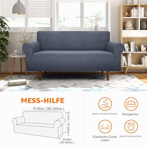 GRIFEMA Elastischer Jacquard Sofabezug für 3 Sitzer, Grau