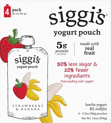 Miniatura 2 de siggis Bolsas de yogur bajas en grasa para niños plátano de fresa 35 onzas cada una 4 unidades  2 de grasa leche