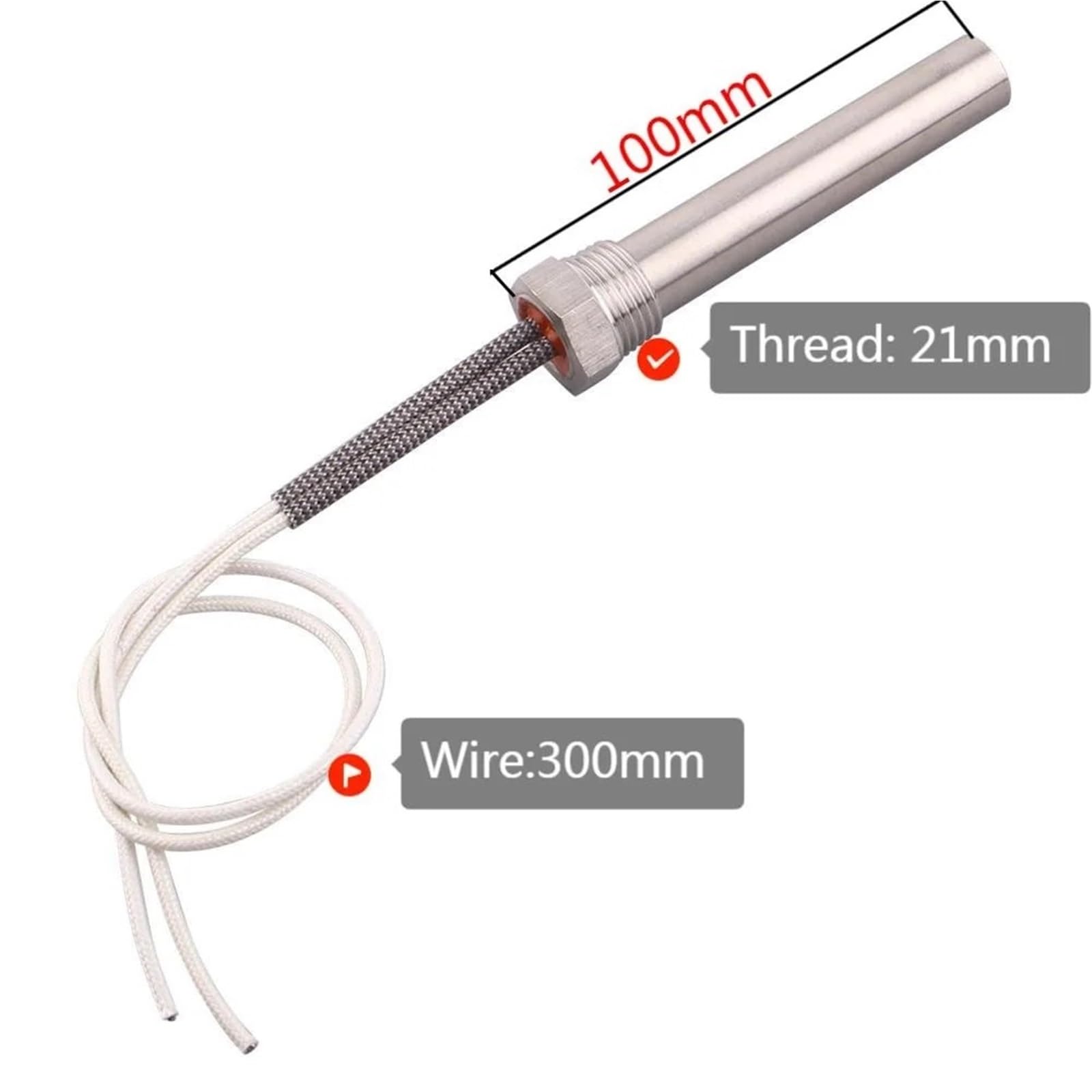 1/2" Heizelement 12V 24V elektrische Tauchwiderstandsheizung for Wasser 100mm 1Stk(12V,200W 15.8x100mm)