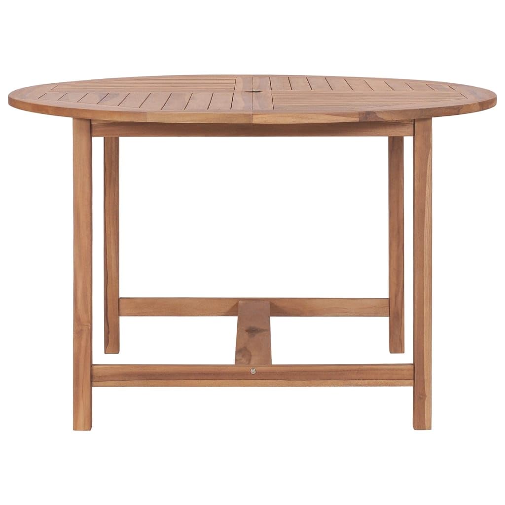 Stół ogrodowy Ø 110 x 75 cm, z litego drewna tekowego z wykończeniem na bazie wody, odporny na warunki atmosferyczne, na taras, balkon, do ogrodu, na werandę, idealny do jedzenia, na imprezę