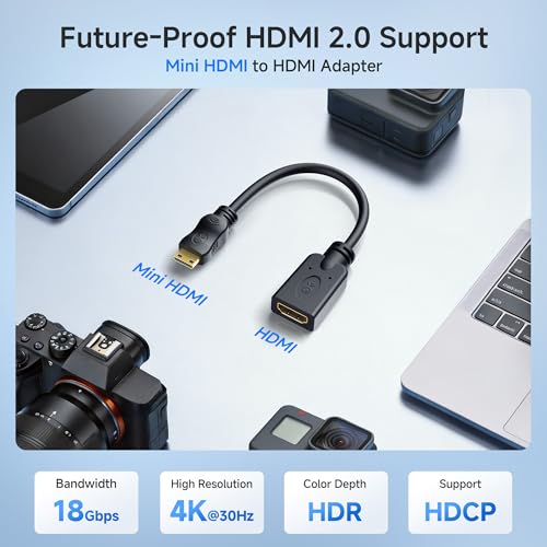 Cable Matters 2-Pack Adaptador Mini HDMI a HDMI 6 Pulgadas miniatura 2