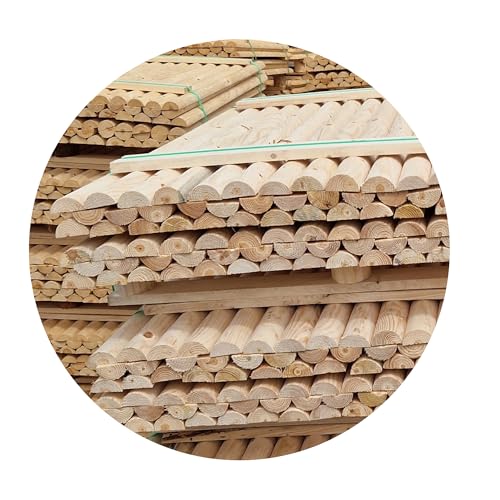 TIMBERMIK Poste de Madera Medio Redondo ½ ⌀7 cm 240 cm 8 Unidades | Madera Maciza sin Tratar para Vallas y Cercas de Jardín