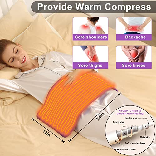 Image of Heating Pad Electric Heat Pad, Hot Heated Pad,Multiple Temp and Timer Settings,Suitable for Shoulders, Neck, arms, Abdomen, Back, Legs, etc. (Purple, 24 inchX12 inch)