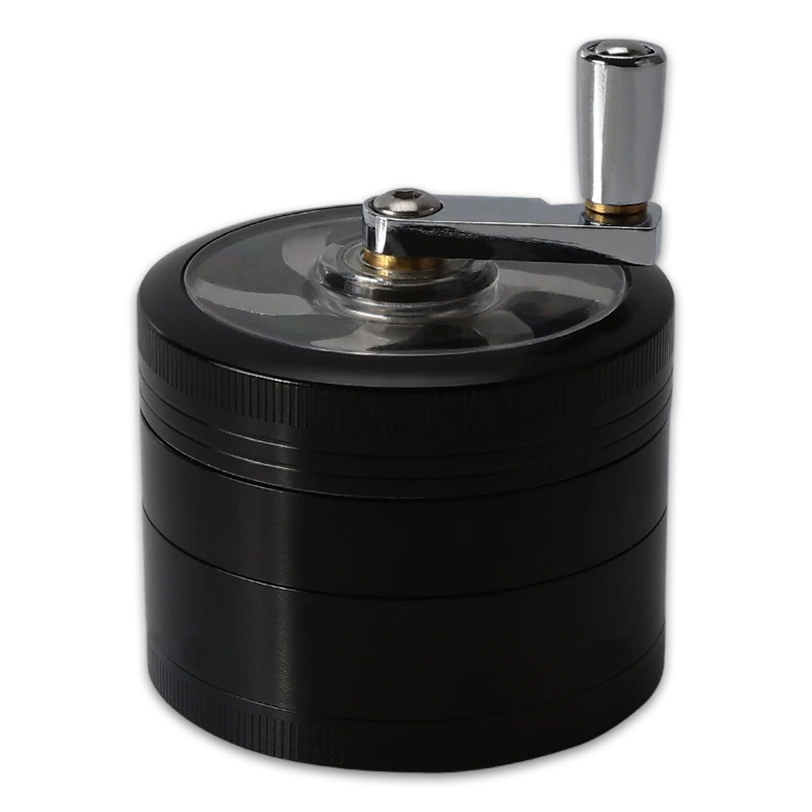 Hand Cranked Herb Grinder, 63mm Zinc Alloy Hand Crank Grinder for Spice and Herb, Black Manual Grinder with 0.11inch Holes, Durable and Efficient, Perfect for Travel, Camping, or Daily Kitchen Use