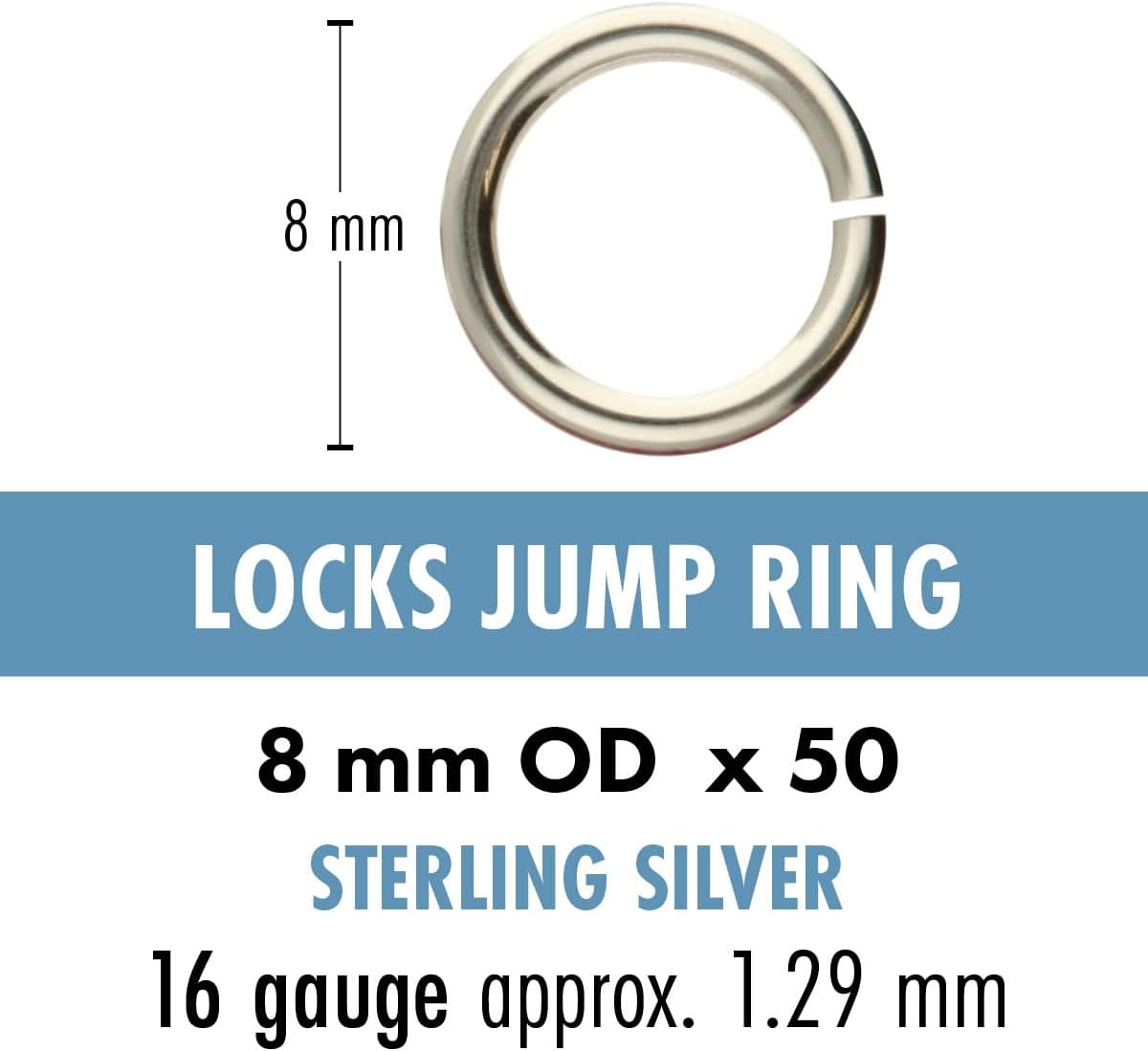 The Beadsmith Sterling Silver JumpLocks – 8 mm Jump Rings, 16 Gauge, 50pc