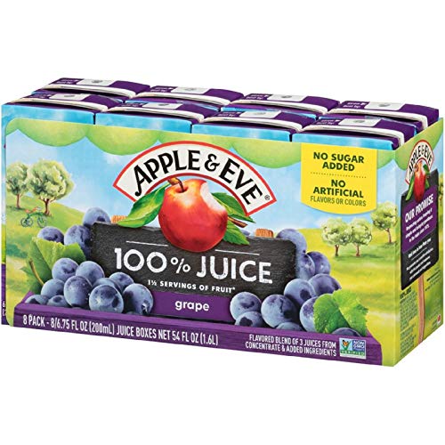 Apple & Eve 100% Juice, Grape, 6.75 Fluid-oz, 40 Count