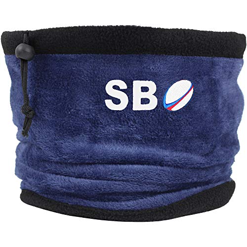 TeddyTs Boy's Personalised Rugby Initials Fleece Sports Snood with Adjustable Toggle (Navy Blue)
