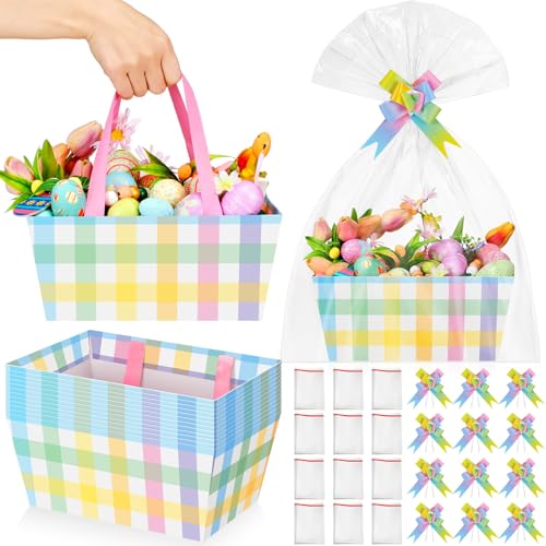 Skyygemm 12 Pcs Easter Basket for Gifts Empty 9.8 x 6.5'' Colorfu...