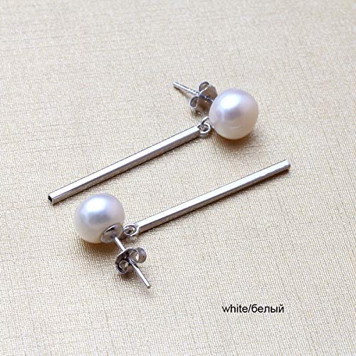 LLXYWJ Perle, Perle mit 925 Sterling Ohrringe, Hochzeitstag Schmuck Frauen weiße Ohrringe Mädchen Geschenk