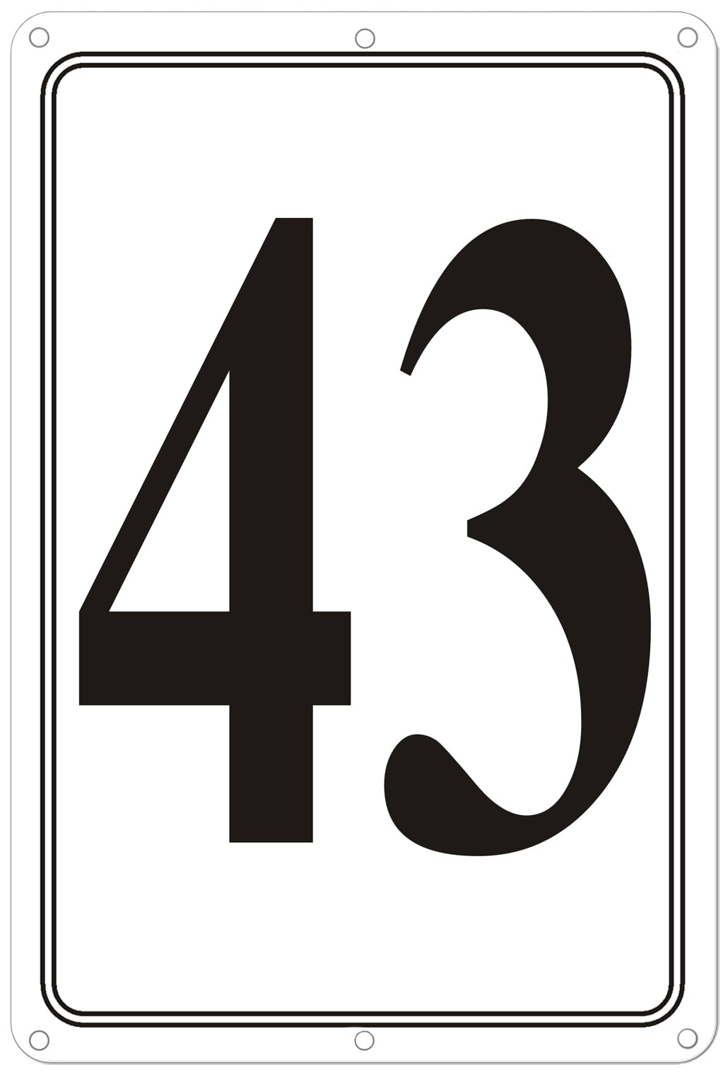 Premium Aluminum Number Signs 43, Metal 12" X 8" Numbered Signs Outdoor for Parking Lots, Floor, Dock, Court, Aisle, Field, High Visibility, No Fade, Weather-resistant