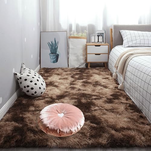 Tapis antidérapant de salon marron 90x200 cm lavable pour sol glissant