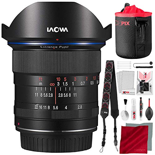 Super Deal Product Laowa Venus Optics 12mm f/2.8 Zero-D Lens for Nikon F (Black) with Lens Pouch and Deluxe Cleaning Set Accessory Bundle