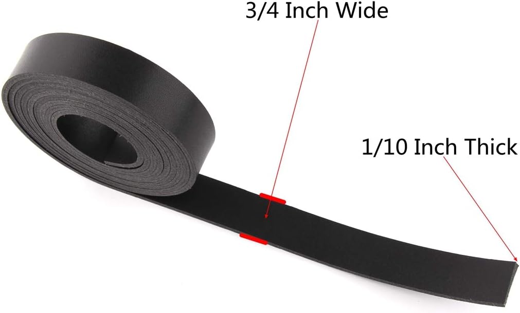 lalatia Double Sided Faux Leather Strip Leather Strap 3/4 Inch Wide 2 Yards Long Black