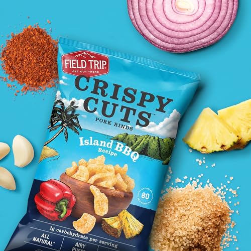 Field Trip Gluten Free Pork Rinds, Paleo and Keto Friendly Airy Puffs, Crunchy High Protein Snacks, Low Carb Snack from Back Pork Skins, 1oz Bag, 6 Pack, Island BBQ - Thumbnail 5