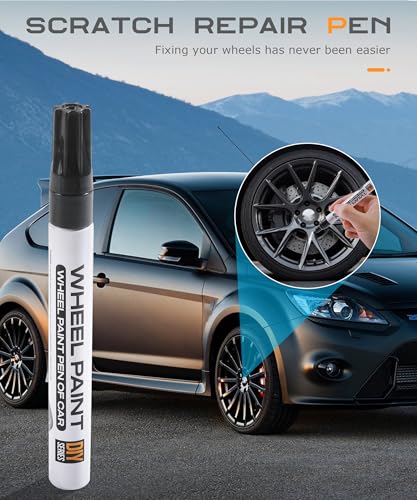 SCUARI Car Rim Repair Kit Curb Rash,Touch Up Paint Pen,Car Accessories Wheel Paint for Rims,Wheel Scratch Repair Kit,Car Tire Marker Pens,Waterproof Car Tire Paint Pen,Fits Car Rim Scratch Repair (Bright Black)