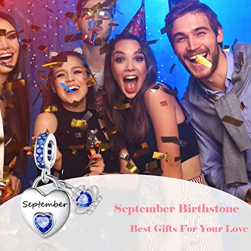 Birthstone Charms for Charms Bracelet: 925 Sterling Silver Heart Dangle Charms for Bracelets and Necklaces, Birthday Mother's Day Christmas Jewelry Gifts For Women.4