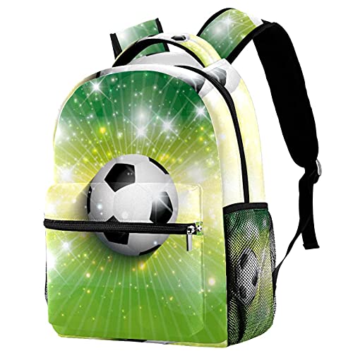 Sac à dos football vert brillant ergonomique pour ranger livres et gourde