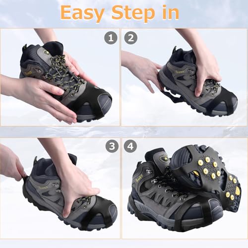 image for Azarxis Walk Traction Ice Cleat Spikes Crampons with 10 Spikes Snow Gr