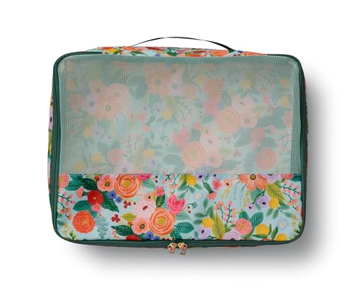 RIFLE PAPER CO. 3 Set Compression Packing Cubes with Zipper Pull & Laundry Bag | Organizer Travel Essentials for Luggage/Suitcase | Garden Party Pattern2