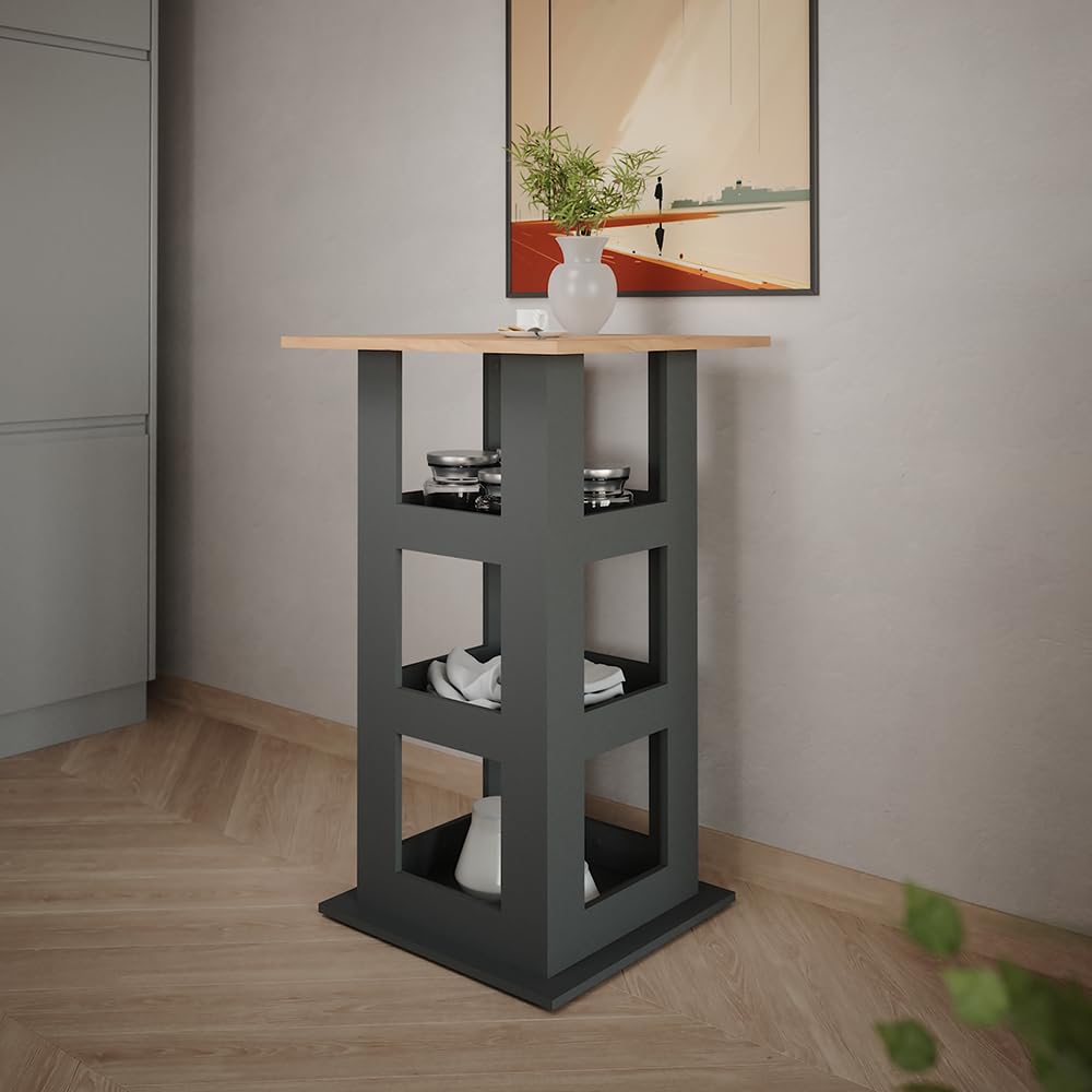 Vicco Bartisch Repose, Goldkraft Eiche/Anthrazit, 65 x 65 cm, ideal als Stehtisch für Küche, Esszimmer oder Bistro