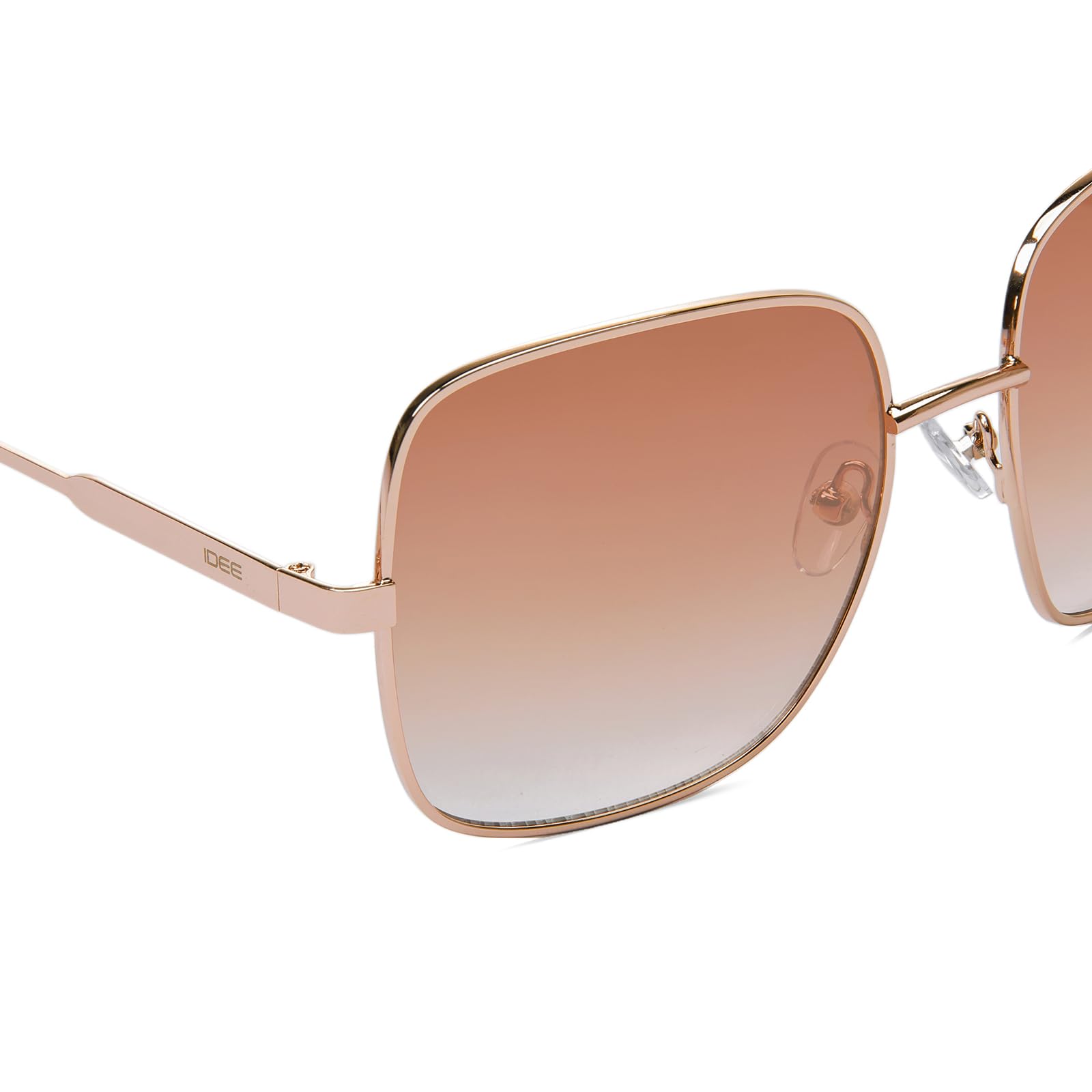 IDEE 100% UV-geschützte Sonnenbrille | Farbverlauf | Groß | Vollrand | Damen | Quadratisch | Gestell: Gold | Gläser: braun
