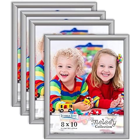 Icona Bay 10x8 Picture Frames (Cloud Grey, 4 Pack), Contemporary Photo Frames, Melody Collection Picture Frame Set Cover