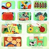 Montessori Spielzeug ab 1-3 Jahre, 20 in 1 Busy Board Weichem Filzbuch für Frühe Bildung, Quiet Book mit Bauernhof Thema, Busy Book für Autofahrten, Geschenk Spielzeug ab 1-2-3-4 Jahre Mädchen Jungen