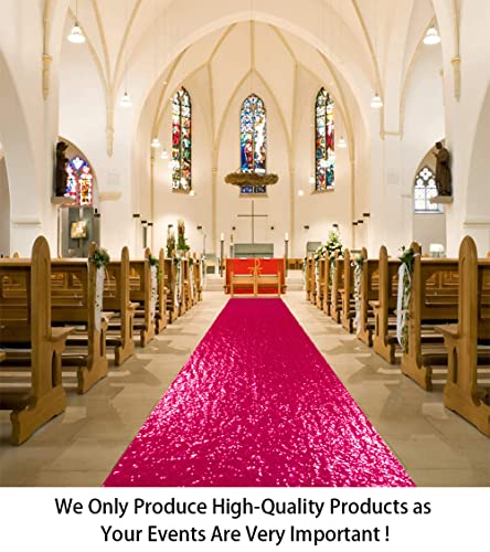 ShiDianYi Sequin Aisles Floor Runner-4FTX15FT Hot Pink Wedding Aisle Runner Fuchsia Aisle Runners for Weddings Outdoor Runner Rug for Party