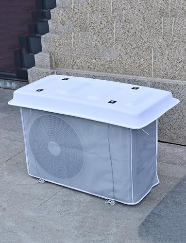 Cubierta para unidad de aire acondicionado exterior con malla, protección resistente a la intemperie para bomba de calor/condensador/compresor, gris, 110 x 52 cm, ideal para aire acondicionado de