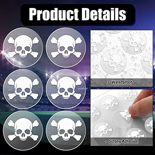 Image of Leinuosen Helmet Stickers Football Baseball Helmet Decals 1-1 /8 Inch Vinyl Sports Football Decals Self Adhesive Hockey Stickers for Hockey, Lacrosse, Batting(Clear Print White,Skull)