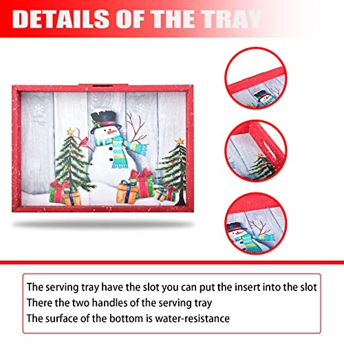 Krismax Christmas Decorations For Home 2023 Christmas Serving Tray With Handles Christmas Decorative Tray Coffee Table Serving Platter Thanksgiving Tray - Snowman Serving Tray(Red) #TOP2