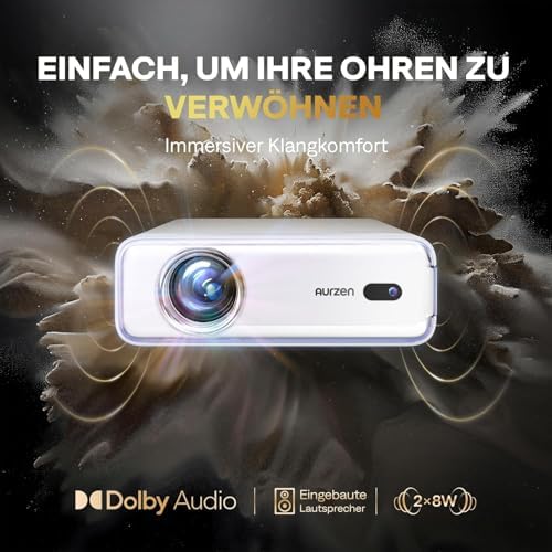 Bild 4 - Aurzen Eazze D1 Smart Beamer Heimkino Projektor 4K Unterstützt Full HD 1080P Beamer mit NetfIix Officially & DoIby Audio, Autofokus & Trapezkorrektur, Mini WiFi Bluetooth Video Projektor, Weiß