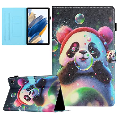 Funda para Samsung Galaxy Tab A8 10.5 2022/2021 Tableta SM-X207/SM-X200/SM-X205, Case Carcasa con Soporte Función y Bolsillo Auto-Sueño/Estela para Samsung Galaxy Tab A8 2022/2021, Panda burbuja