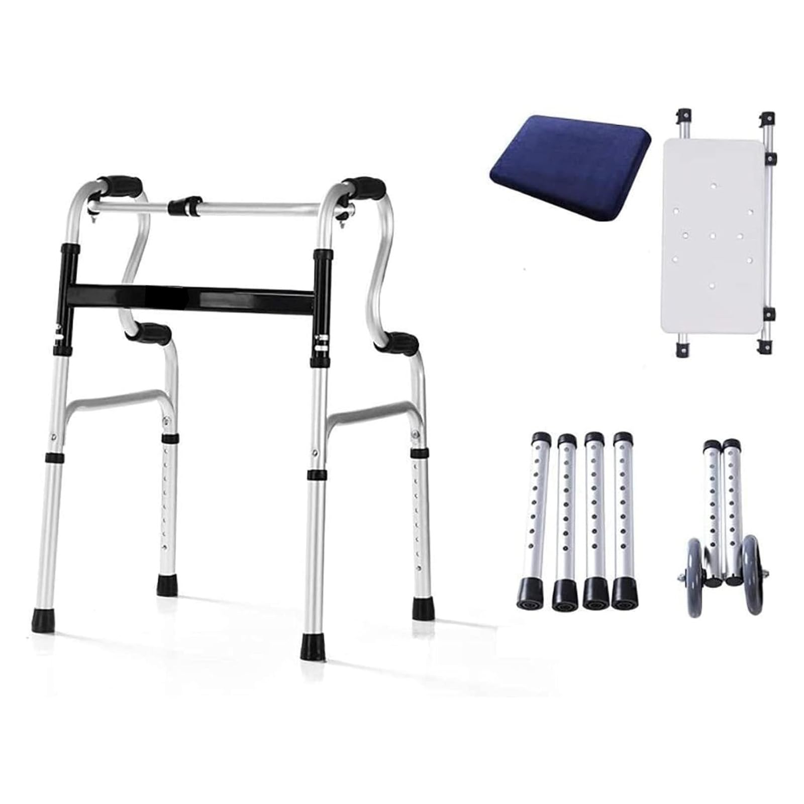 Rollator Walker Walker, aluminiowy składany wózek ułatwiający poruszanie się Rollator 2 w 1 z siedziskiem i kółkami dla osób starszych