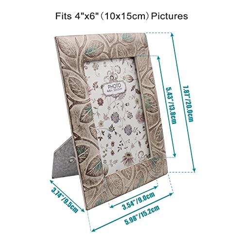 Accessoryway 4X6 Vintage Rustic Picture Frames Distressed Brown Wood Farmhouse Frame For Wall Decor And Tabletop Top Display Photo Frame Aesthetic Room Office Decor-Natural Wood Color-Leaves 4X6 #TOP2