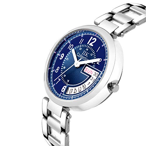 Image of IIK COLLECTION Round Dial Stainless Steel Bracelet Chain Analogue Day & Date Functioning Watch For Women And Girls, Dial Color-Assorted