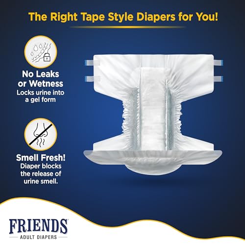 Image of Friends Economy Adult Diaper M Size Tape | 40 Count (Medium) | Waist 28.35 - 51.18 inch | Unisex | Leakproof | Long Protection hours |Wetness Indicator | Odour Lock & Anti-Bacterial Absorbent Core