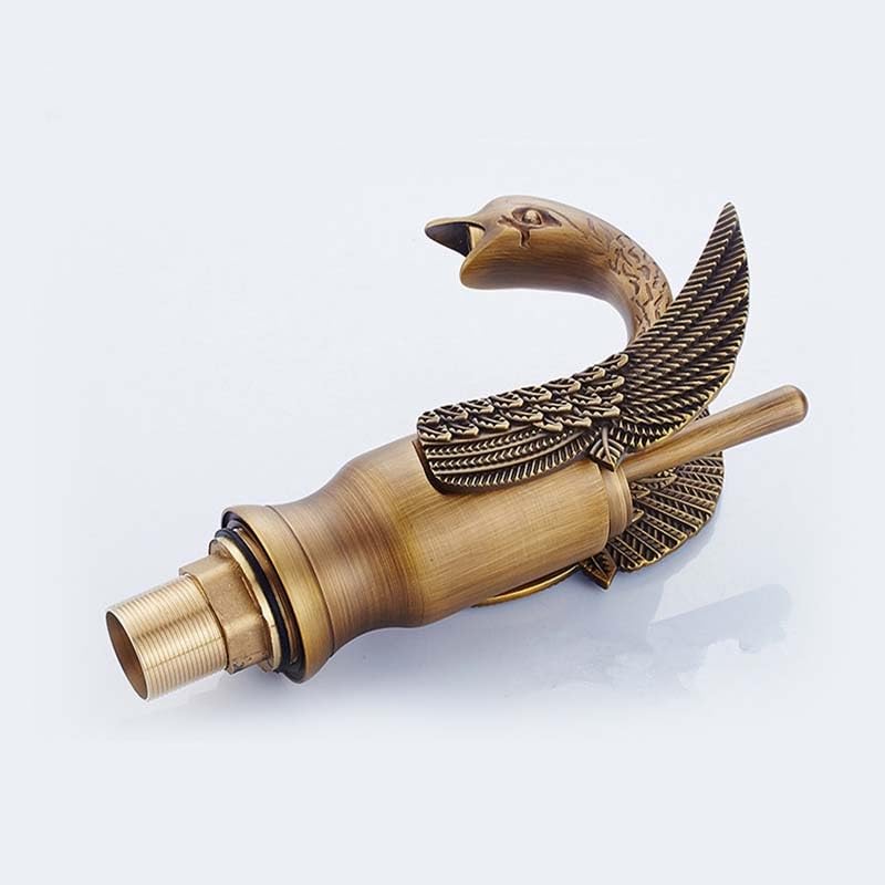 Bathroom Sink Faucet, Antique Brass Swan Shape Bathroom Basin
